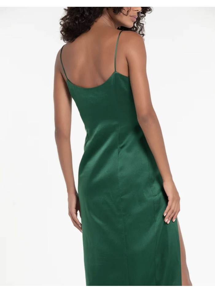 Vestido de fiesta largo satinado con escote...