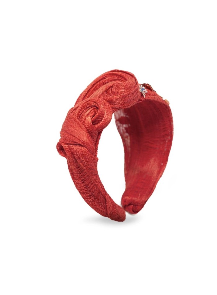 Knotted headband with jeweled ornaments and...