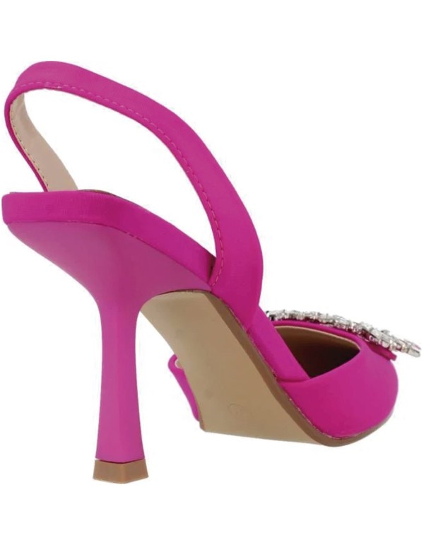 Fuchsia party shoe with rhinestone embellishment on the toe 2