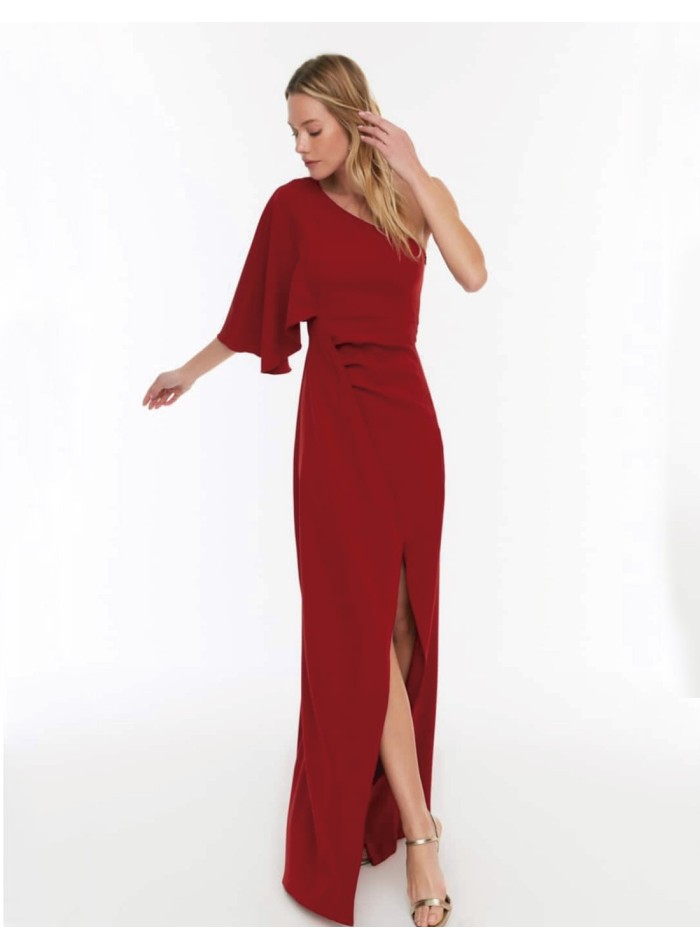 Asymmetric neckline maxi dress in lilac - Invitada Perfecta