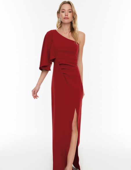 Asymmetric neckline maxi dress in lilac - Invitada Perfecta