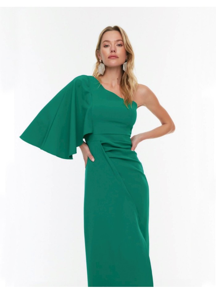 Vestido de fiesta largo con escote asimétrico -...