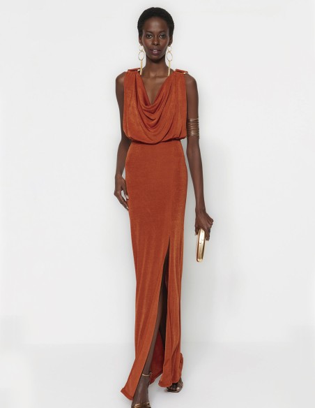 Grecian evening dress with gold details