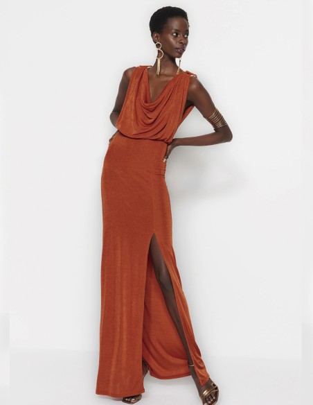 Grecian evening dress with gold details