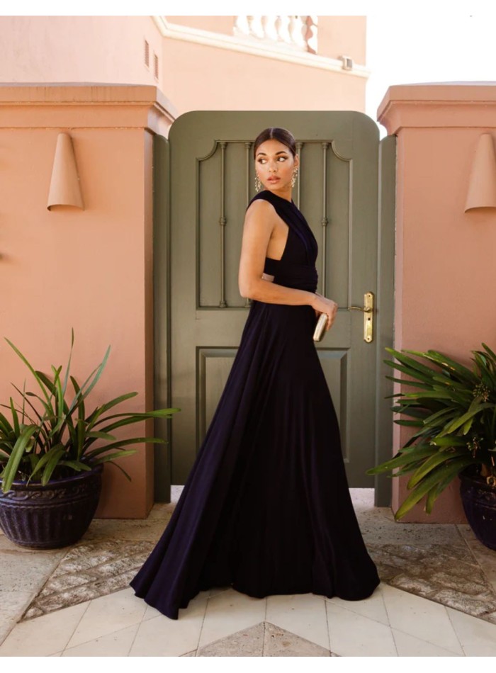 Robe longue de fête avec encolure multipositions