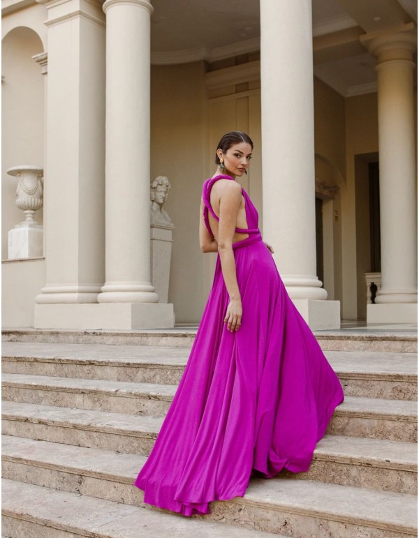 Long party dress with multiposition neckline 2