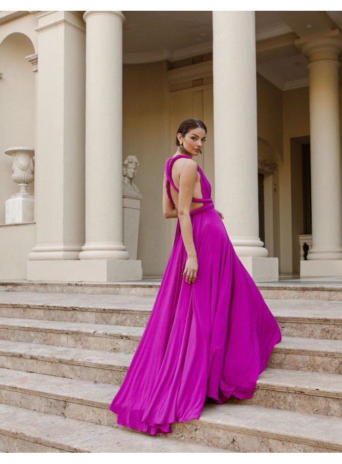 Vestido de fiesta largo con escote multiposición
