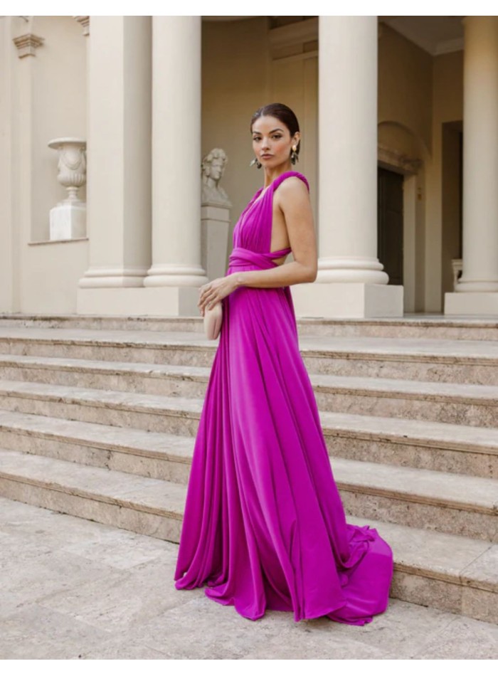 Vestido de fiesta largo con escote multiposición