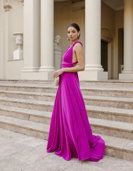 Vestido de fiesta largo con escote multiposición