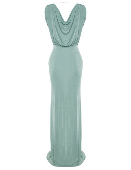 Vestido de fiesta estilo griego azul claro con detalles dorados