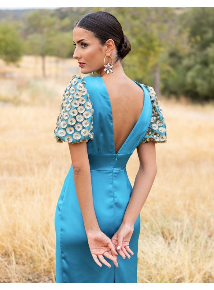 Cocktail dress with back neckline and short...