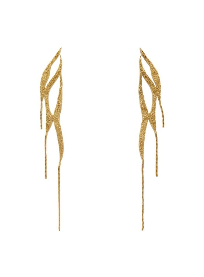 Pendientes de fiesta largos dorados con tres cadenas