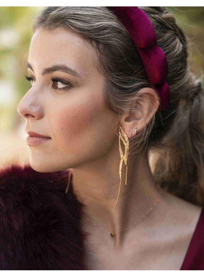 Boucle d'oreilles longue en plaqué or avec...