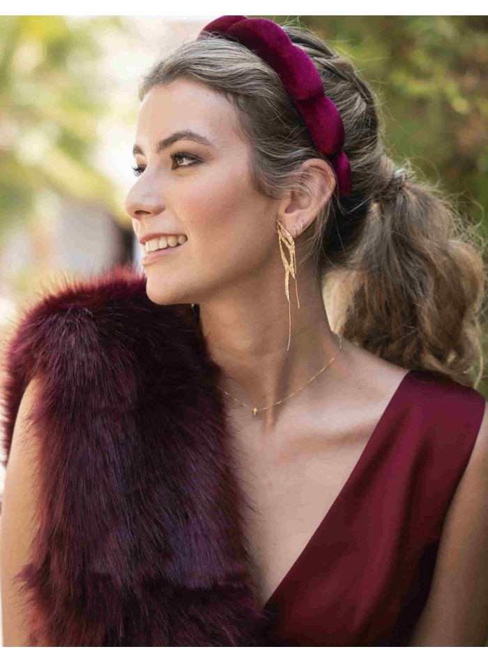 Gold plated long party earrings with three chains