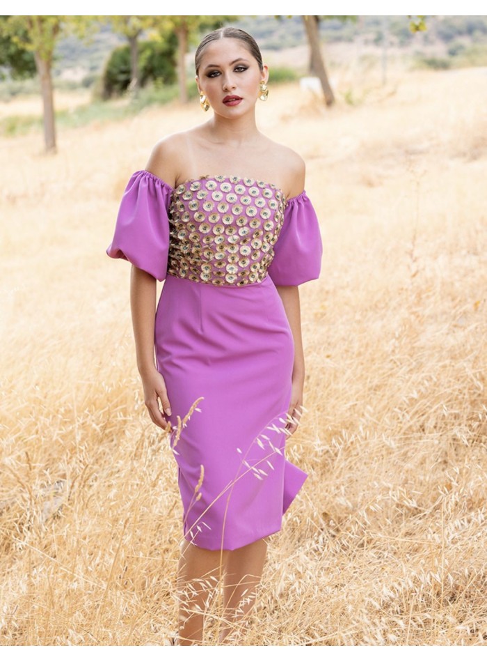 Strapless cocktail dress with sleeves