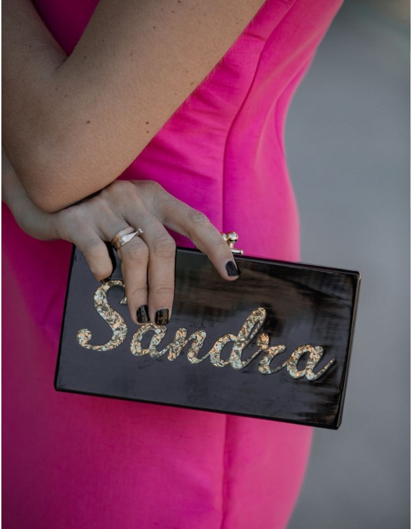 Bolso de fiesta nácar con nombre personalizado 2