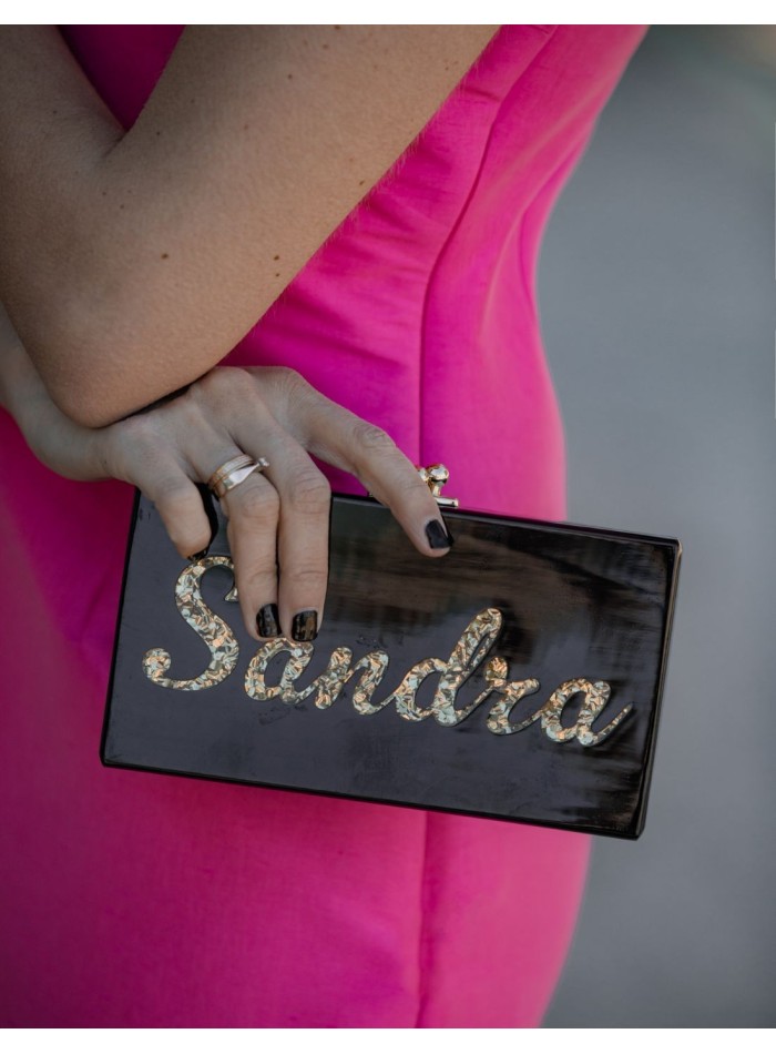 Bolso de fiesta nácar con nombre personalizado