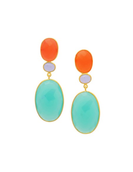 Pendientes de fiesta turquesa y naranja
