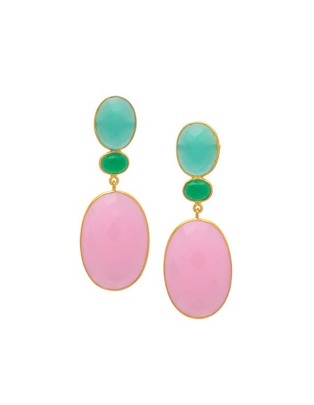 Boucle d'oreilles de fête rose et aigue-marine