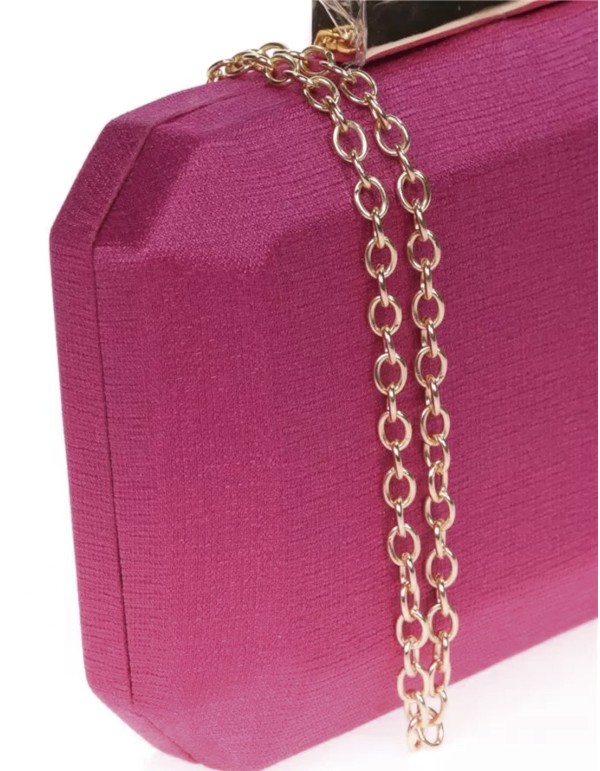 Shiny fabric bag with metallic clasp octogonal 2