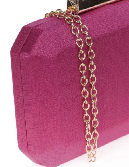 Shiny fabric bag with metallic clasp octogonal