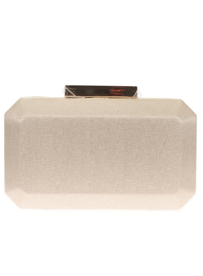 Shiny fabric bag with metallic clasp octogonal