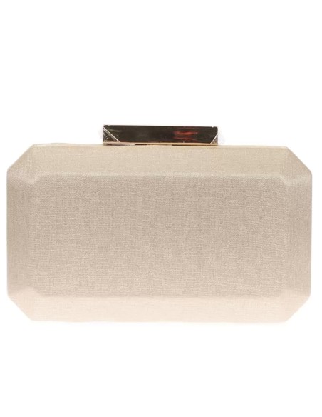 Sac de fête en tissu brillant avec fermoir métallique de forme octogonale