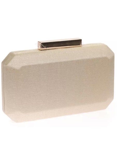 Sac de fête en tissu brillant avec fermoir métallique de forme octogonale