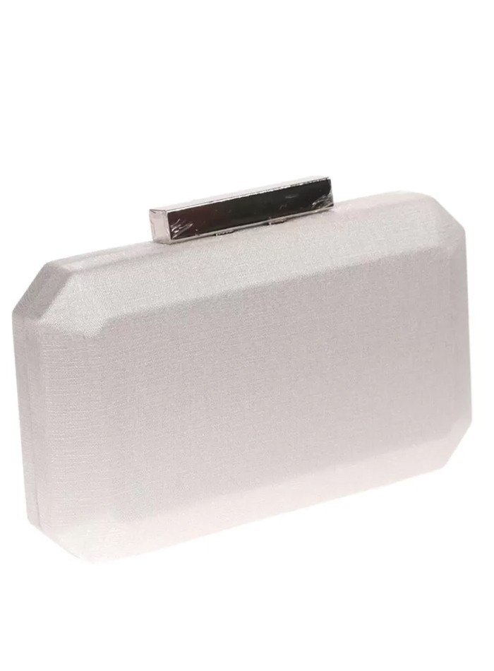 Shiny fabric bag with metallic clasp octogonal