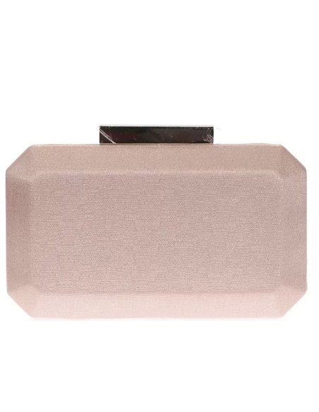 Bolso de fiesta de tejido brillante con cierre metalizado forma octogonal