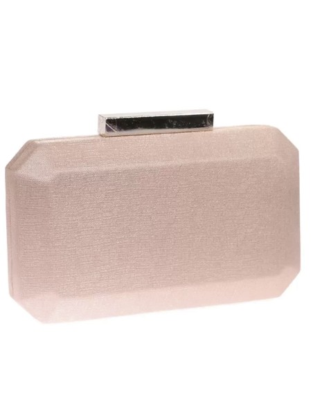 Shiny fabric bag with metallic clasp octogonal