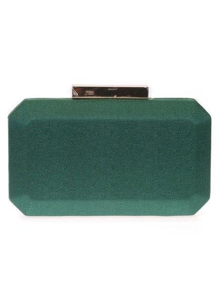 Shiny fabric bag with metallic clasp octogonal