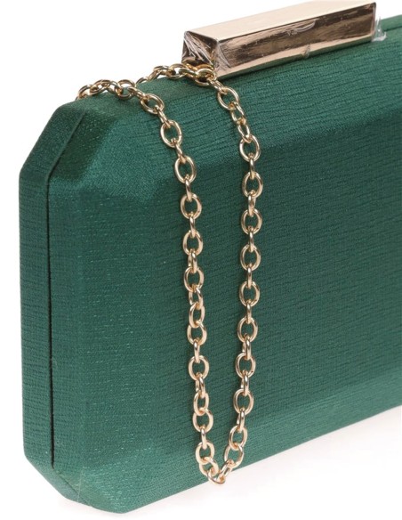 Sac de fête en tissu brillant avec fermoir métallique de forme octogonale