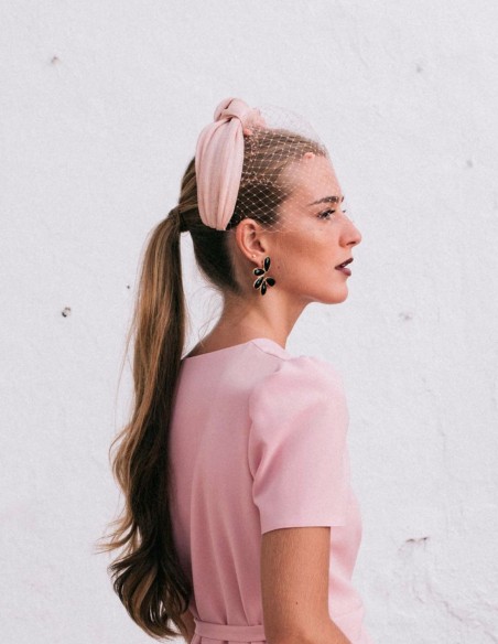 Knotted headband plain with silk sinamay