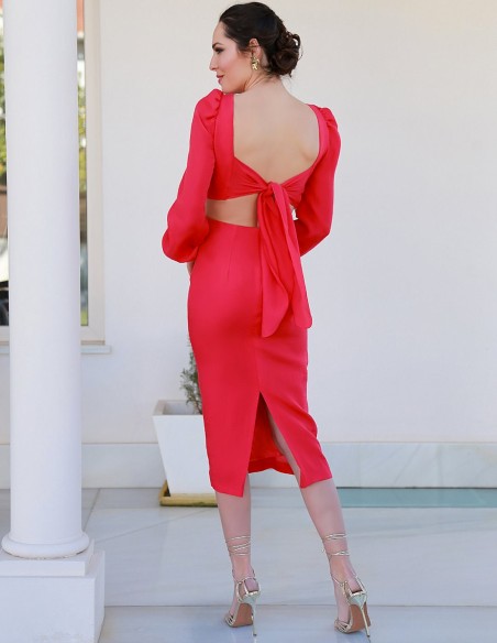 Vestido de fiesta midi con detalle cut out y lazada de Victoria Victim