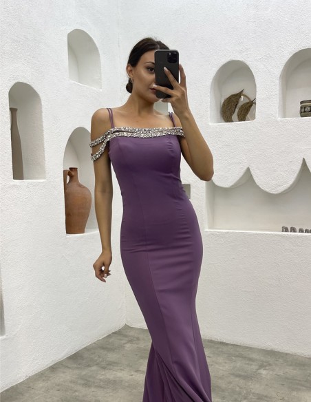 Robe de soirée sirène ajustée avec strass