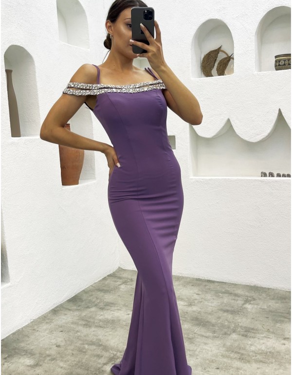 Robe de soirée sirène ajustée avec strass