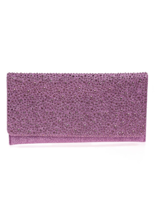 Evening clutch with rhinestones purple