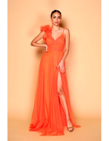 Robe de mariage en tulle avec épaule décorée pour une invitée