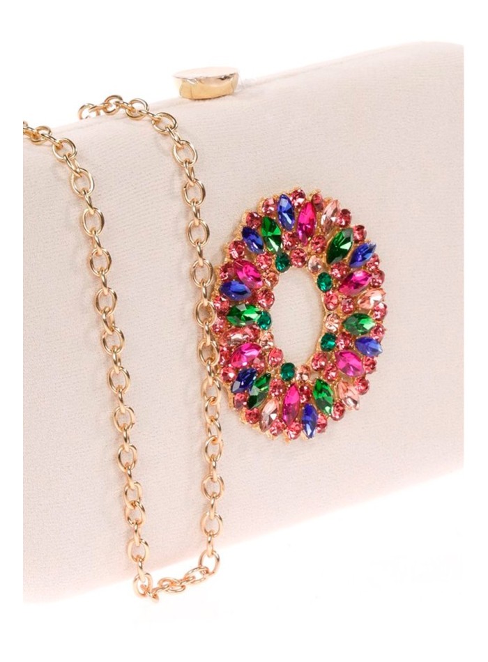 Bolso de fiesta de antelina con broche joya...