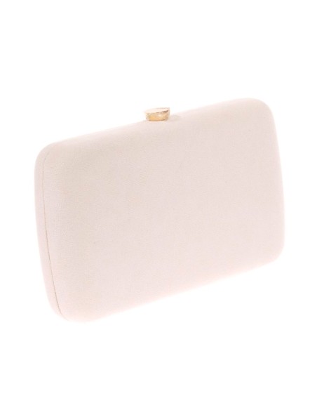 Suede evening clutch bag with multicoloured jewelled brooch