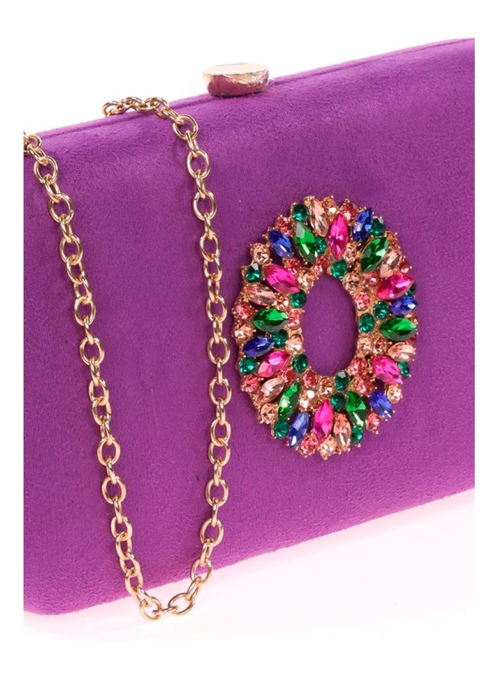 Bolso de fiesta de antelina con broche joya...