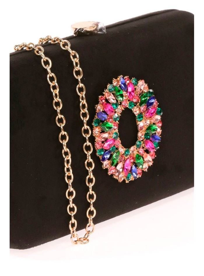 Bolso de fiesta de antelina con broche joya...