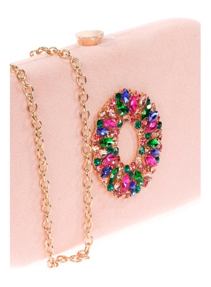 Sac de fête en daim avec broche en bijoux...