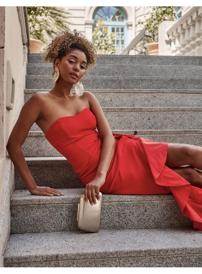 Long party dress with sweetheart neckline and...