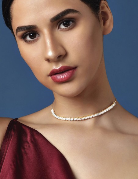 Gold-plated crystals choker necklace