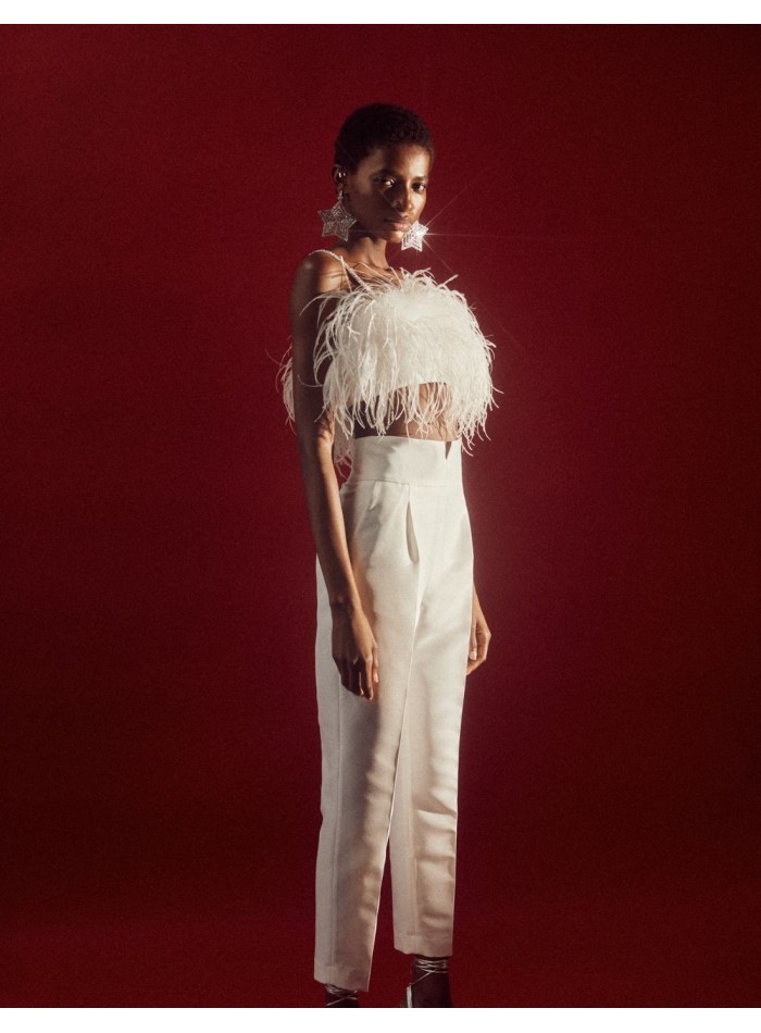 Long party trousers with pleats and high waistband