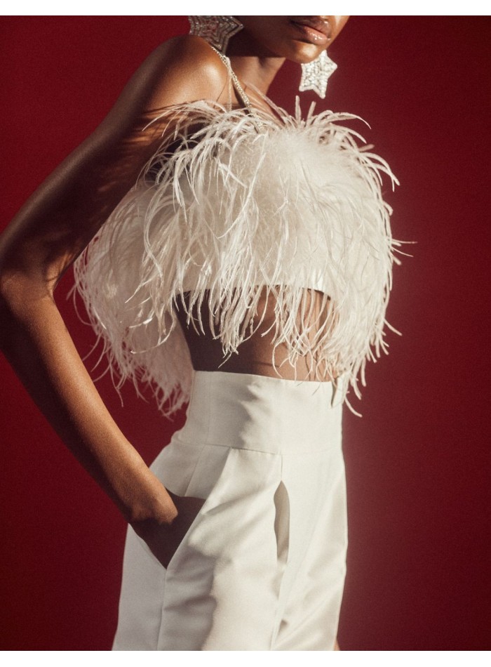 Long party trousers with pleats and high waistband