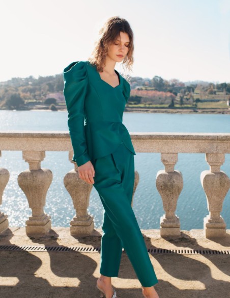 Long party trousers with pleats and high waistband