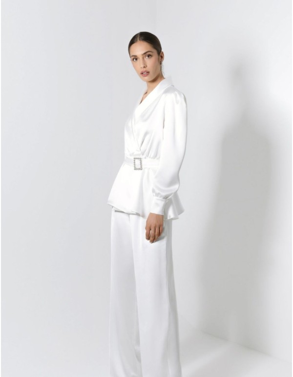 White wedding suit with long trousers and jacket 2